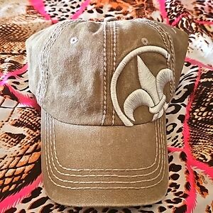 KBETHOS Khaki Fleur de Lis Embroidered Baseball Cap Hat NWT
